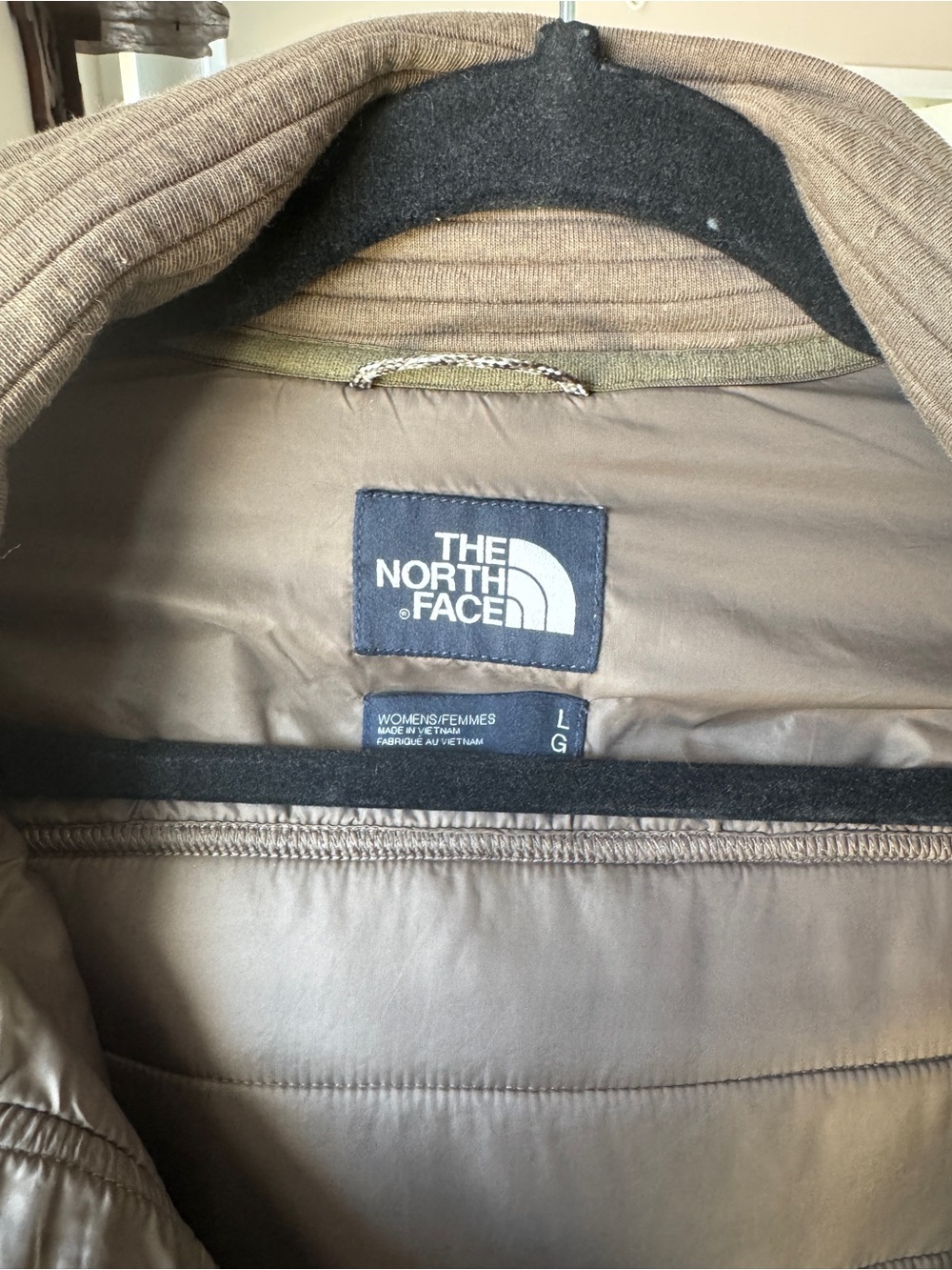 The North Face Women’s Hooded PrimaLoft Insulated Grey Green Parka Jacket Size L - Picture 3 of 8